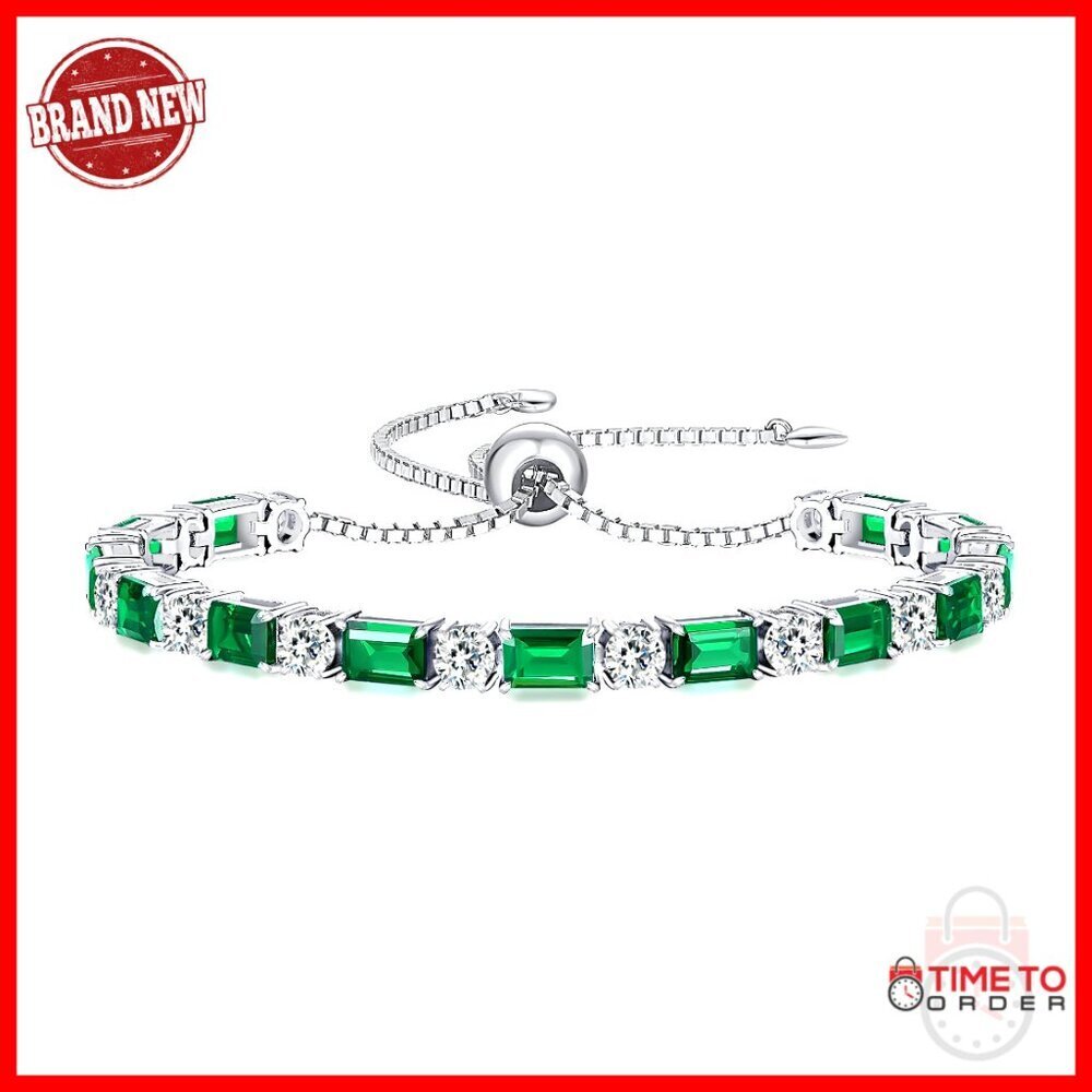 Sterling Silver Tennis Bracelet Adjustable 6-9 Inch Birthstone Gift